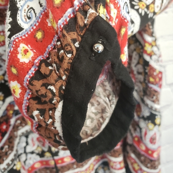 Daniel Rainn Boho Bohemian Flowy Tunic Top Geometric Hippie 70s Long Sleeve - Picture 3 of 10